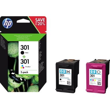 HP Tintenpatrone N9J72AE 301 schwarz/dreifarbig 2 St./Pack.