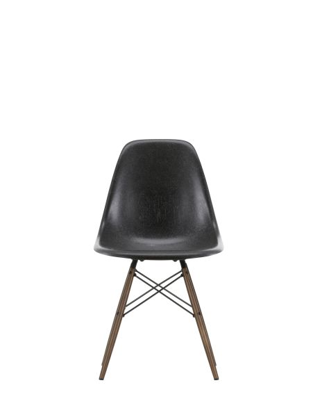Besucherstuhl Fiberglass Side Chair Gestell Ahorn dunkel ,Schale Grau