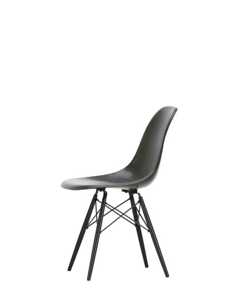 Besucherstuhl Fiberglass Side Chair Gestell Ahorn Schwarz ,Schale Grau
