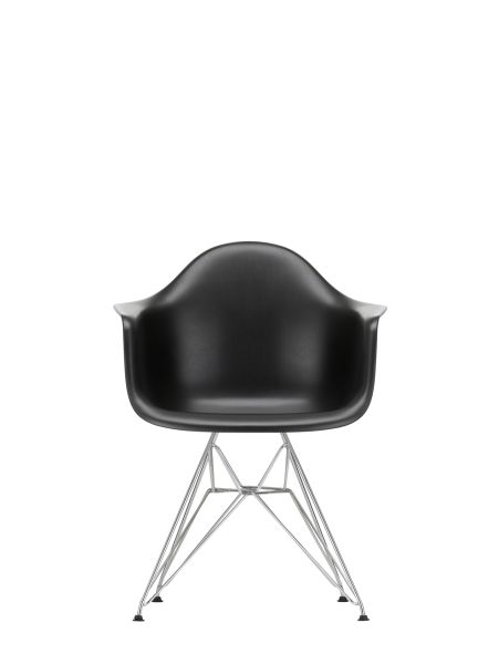 Besucherstuhl Plastic Arm Chair Gestell Draht Chrom ,Schale Schwarz