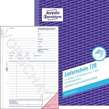 Avery Zweckform Lieferschein 726 DIN A5 2x50Blatt