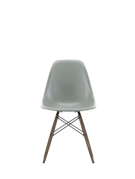Besucherstuhl Fiberglass Side Chair Gestell Ahorn dunkel ,Schale Grün