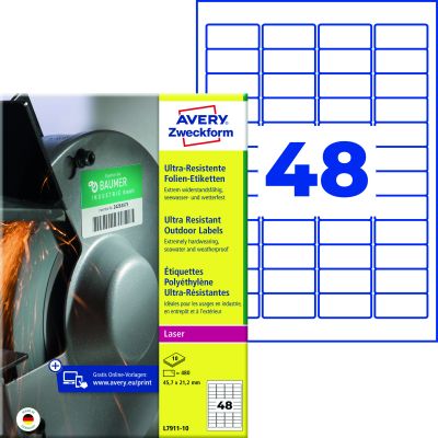 AVERY ZWECKFORM L4775-100 WETTERFESTE ETIKETTEN LASER 210X297MM Wetterfeste Etiketten 210 x 297 mm 210 x 297 mm mm A4 Inhalt: 100 Etiketten / 100 Bogen AVERY ZWECKFORM L4775-100 WETTERFESTE ETIKETTEN LASER 210X297MM Wetterfeste Etiketten 210 x 297 mm 210 x 297 mm mm A4 Inhalt: 100 Etiketten / 100 Bogen