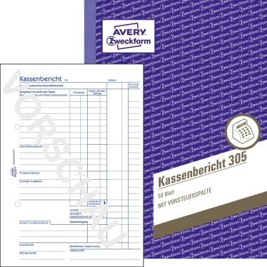Avery Zweckform Kassenbericht 305 DIN A5 50Blatt