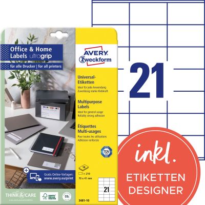 Versandetiketten AVERY Zweckform AVERY Zweckform 7168-10 Versandetiketten – 20 Etiketten, 199,6x143,5 Mm, Ultragrip-Technologie, Für A4-Drucker, Selbstklebend, Ideal Für HomeOffice & DHL